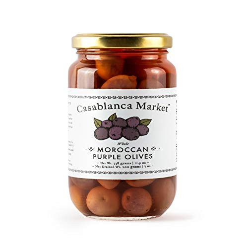 Casablanca Market Moroccan Purple Olives Gluten Free Non GMO Vegan Plant Based Kosher Halal Friendly No Preservatives or Added Sugars 11 9 oz Casablanca Market Moroccan Purple Olives Gluten Free Non GMO Vegan Plant Based Kosher Halal Friendly No Preservatives or Added Sugars 11 9 oz