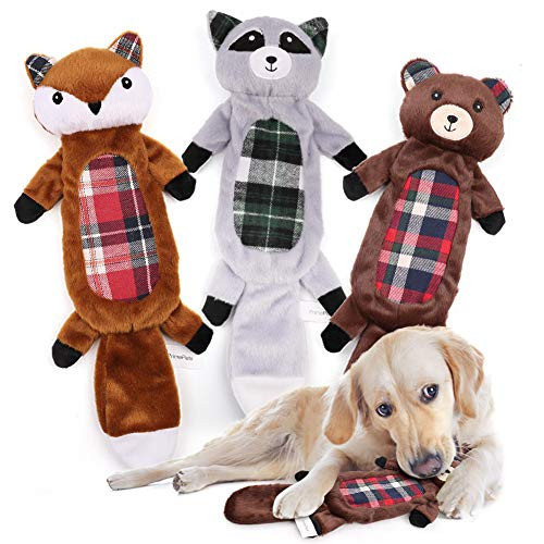 Dog Squeaky Toys  3PCS No Stuffing Crinkle Dog Toy Tough Durable Squeaky Plush Dog Toys for Small Medium Large Dogs Pets