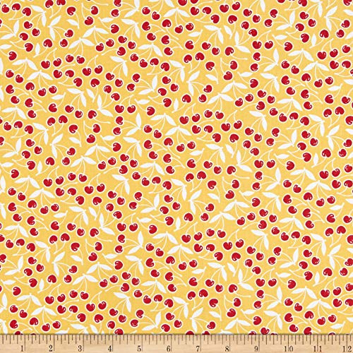 In The Beginning Quilt Fabrics Cherry Lemonade Floating Cherries Yellow Quilt Fabric by the Yard  Model  0668392