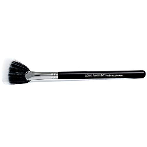 Fan Highlighter Makeup Brush Beauty Junkees Duo Fiber Face Make Up Brushes Cheekbone Define Highlighting with Powder Cream Mineral Liquid Cosmetics Soft Synthetic Vegan Cruelty Free Fan Highlighter Makeup Brush Beauty Junkees Duo Fiber Face Make Up Brushes Cheekbone Define Highlighting with Powder Cream Mineral Liquid Cosmetics Soft Synthetic Vegan Cruelty Free