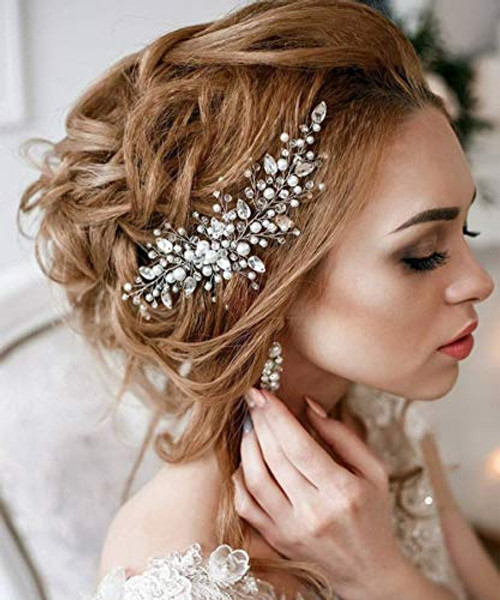Denifery Pearl Bridal Hair Vine Wedding Hair Accessories Bridal Hair Comb Crystal Wedding Hair Comb Wedding Hair Vine Bridal Hair Accessory  Rose Gold