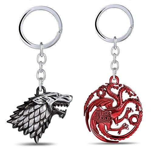 Game of Thrones Metal Keychain   House Stark Sigil   Metal Keyring Pendant   Perfect Gift for Boy Girl Friends