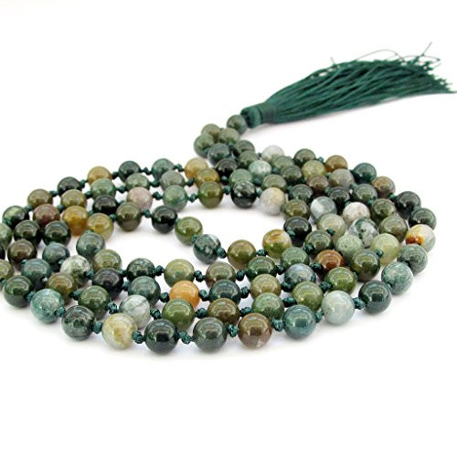 OVALBUY Hand Knotted Heat Treated Agate 6mm 108 Beads Buddhist Prayer Japa Mala for Meditation