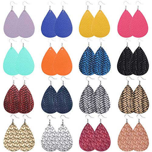 UMTNOR 16 Pairs Faux Leather Earrings for Women Leaf Rattan Knot Print Teardrop Dangle Earrings Lightweight Drop Earrings Set Jewelry A Leather Earrings UMTNOR 16 Pairs Faux Leather Earrings for Women Leaf Rattan Knot Print Teardrop Dangle Earrings Lightweight Drop Earrings Set Jewelry A Leather Earrings