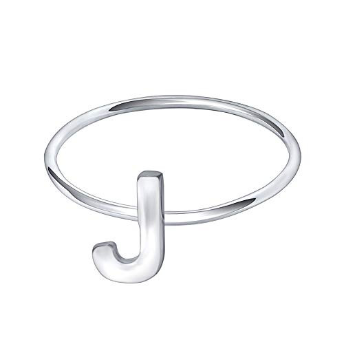 AoedeJ 925 Sterling Silver Stackable Initial Letter Rings Capital Letter Ring Charm Initial Band for Women  J  9