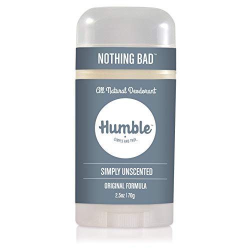 Humble All Natural Deodorant  Aluminum and Paraben Free  Cruelty Free Mens and Womens Deodorant  Simply Unscented  1 Pack