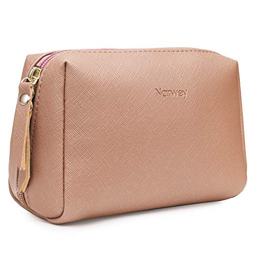 Small Vegan Leather Makeup Bag for Purse Travel Makeup Pouch Mini Cosmetic Bag for Women Girls  Small  Orange
