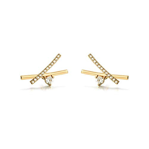 CZ Stud Earrings For Women Pave Diamond Earrings For Women Crossroads Earrings X Bar Earrings 14k Gold Plated Tiny Dainty Gold Studs Jewelry Minimalist