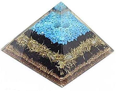 Arts Of Creation Orgone Pyramid Energy Generator Turquoise Black Tourmaline Pyramid for Emf Protection Detoxification Meditation Healing Chakra Crystal Healing Pyramid Diwali Gift Wedding Gift