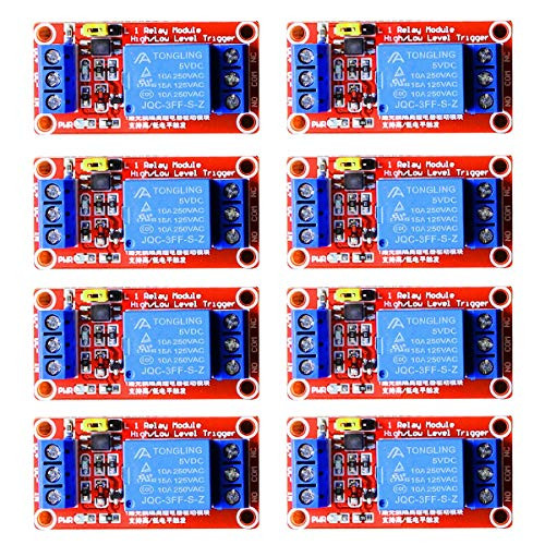 DaFuRui 8Pcs DC 5V 1 Channel Relay Module Board Shield with Optocoupler Support High Low Level Trigger Compatible for Arduino