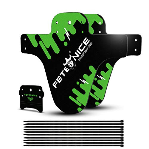 FETESNICE 2 Pcs Mountian Bike Fender MTB Mudguard Front and Rear Bicycle Fender Fits 26   27 5   29   Plus Size and Fat Bike Wheel Sizes  Green FETESNICE 2 Pcs Mountian Bike Fender MTB Mudguard Front and Rear Bicycle Fender Fits 26   27 5   29   Plus Size and Fat Bike Wheel Sizes  Green