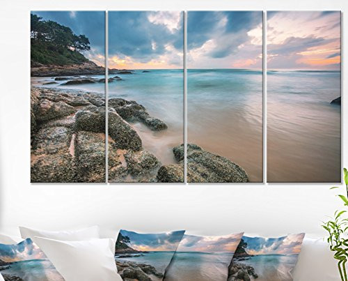 Designart Gloomy Tropical Sunset Beach Extra Large Seascape Art Canvas Designart Gloomy Tropical Sunset Beach Extra Large Seascape Art Canvas