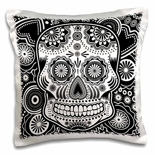 3dRose pc_201651_1 Geometric Sugar Skull-Pillow Case, 16 by 16"