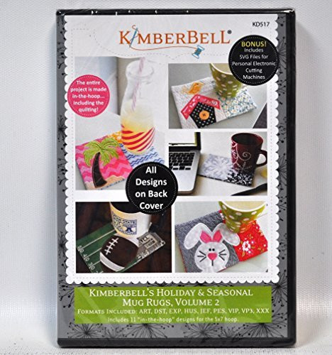 Kimberbell Holiday and Seasonal Mug Rugs Machine Embroidery Design CD Volume 2 - In the Hoop Designs - KD517