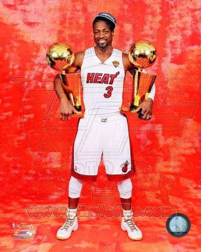 Dwyane Wade Miami Heat NBA Championship Trophies 8x10 Photo