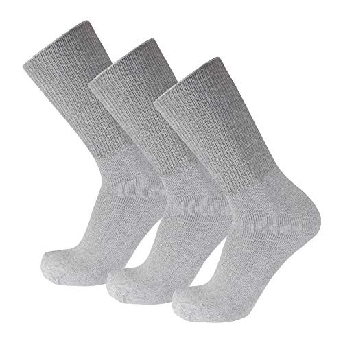 3 Pairs of Premium Cotton Loose Top Diabetic Neuropathy Crew Socks  10 13  Gray