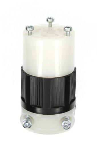 Leviton 4779-CJ 15 Amp, 277 Volt, NEMA L7-15R, 2P, 3W, Locking Connector, Industrial Grade, Grounding, RoHs Compliant - Black-White