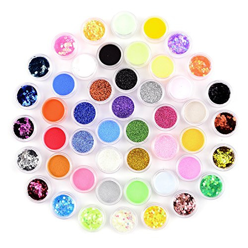Anladia 48 Colors Nail Art Fine Glitter Powder Dust Sequins Beads Tips DIY Decoration