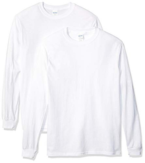 Gildan Men s Heavy Cotton Long Sleeve T Shirt  2 Pack  White  Large