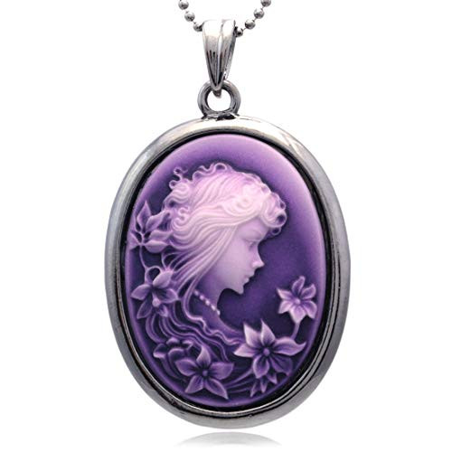 Soulbreezecollection Purple Cameo Pendant Necklace Charm Fashion Jewelry for Women