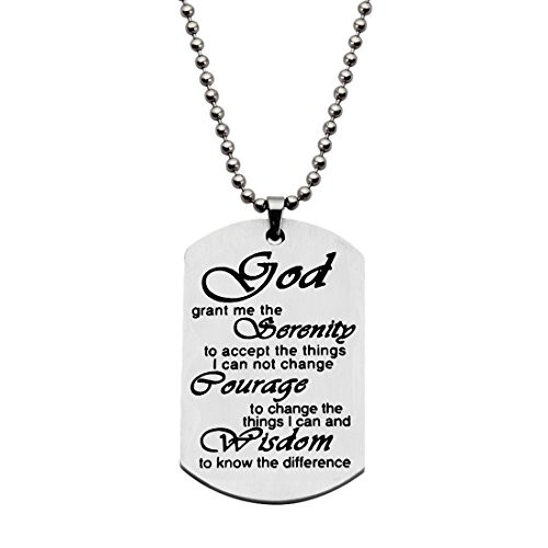 God Grant Me the Serenity Necklace with Stainless Steel Ball Chain Christian Prayer Jewelry  God necklace