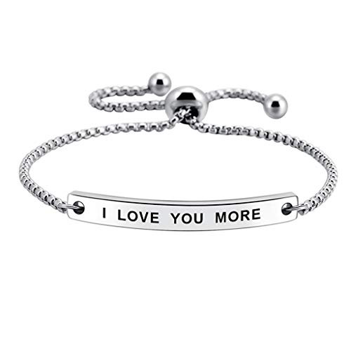 I Love You More Hand Stamped Bracelet Jewelry Gifts for Her Girlfriend Wife Classic Lettering I Love You More Hand Stamped Bracelet Jewelry Gifts for Her Girlfriend Wife Classic Lettering