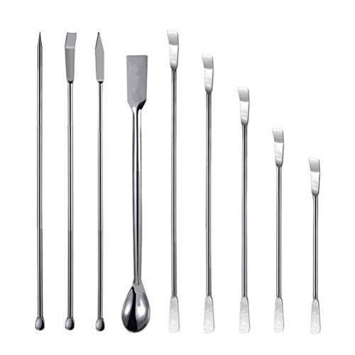9 Pack Stainless Steel Lab Spatula Micro Lab Spoon Laboratory Mixing Spatula Set  by Asonlye