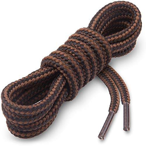 Miscly Round Boot Laces  3 Pairs  Heavy Duty and Durable Shoelaces for Boots  Work Boots   Hiking Shoes  54   Black   Brown Combo
