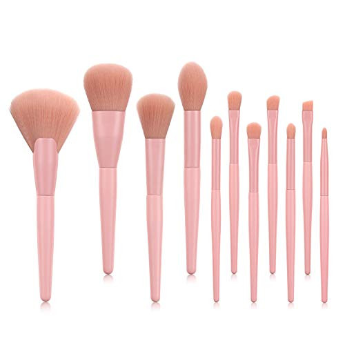 Makeup Brushes Set  Logiverl 11 Pieces Makeup Brush Set Included Powder Blush Flat Fan Eyeshadow Eyebrow Lip Brush  Pink