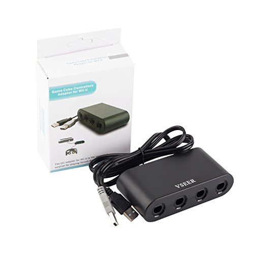 Wii U Gamecube Controller Adapter,VSEER Gamecube NGC Controller Adapter for Wii U,Nintendo Switch and PC USB.Easy to Plug and No Driver Need.4 Port Black Gamecube Adapter(Updated Version)