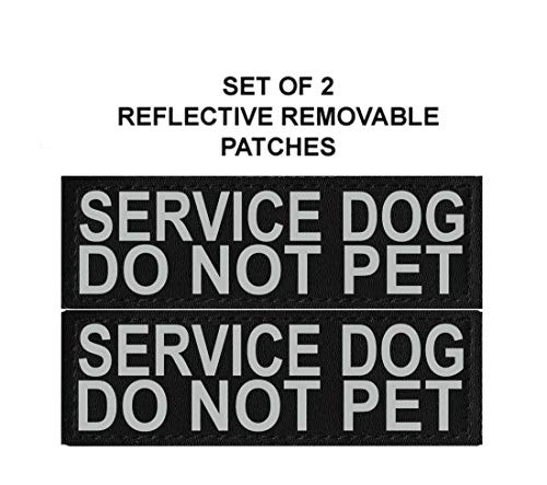 Doggie Stylz Set of 2 Reflective Service Dog DO NOT PET Removable Patches  Medium 4 x 1 5 inches