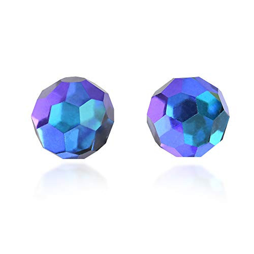 6 mm Purple Blue Fashion Crystal Ball  925 Sterling Silver Stud Earrings