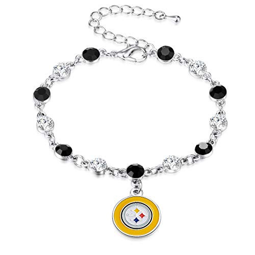 Pro Specialties Group NFL Pittsburgh Steelers Two Tone Crystal Bracelet