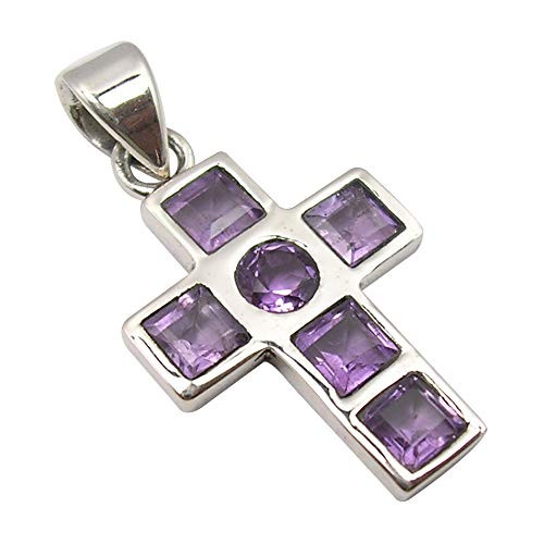 SilverStarJewel Solid Sterling Silver Purple Amethyst Cross Pendant 3 cm 2 8 Grams SilverStarJewel Solid Sterling Silver Purple Amethyst Cross Pendant 3 cm 2 8 Grams