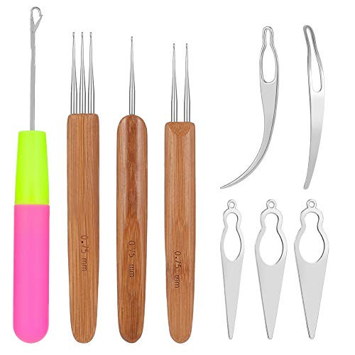 Havenport 9 Pieces Dreadlocks Tool Crochet Needle Craft Dreadlocks Hair Extensions Locs Tightening Accessories Easyloc Hair Tool