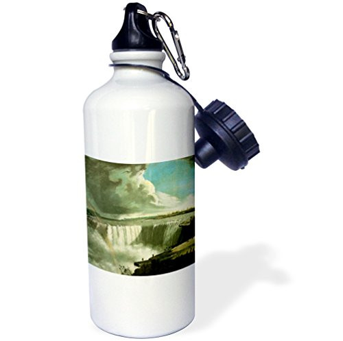 3dRose wb_126873_1 "Niagara Falls from Table Rock by John Vanderlyn American Art" Sports Water Bottle, 21 oz, White