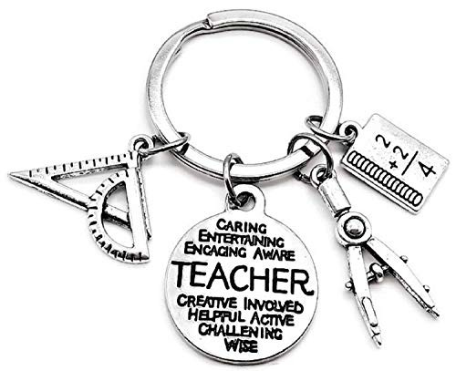 Math Teacher Keychain  Mathematics Teacher Keychain  Teacher Keychain  Architect  Architectural Engineer Teacher  Geometry  Compass  Math Book  Math Ruler  Teacher Gift  Math Teacher Key Ring