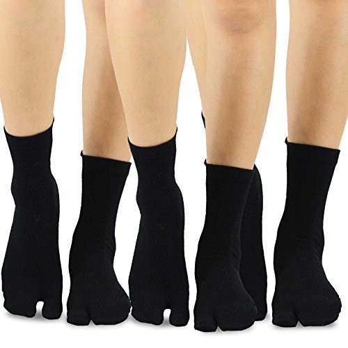 TeeHee Flip Flop Big Toe Cotton Socks 3 Pairs Pack  Black