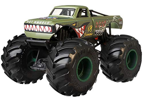 Hot Wheels Monster Trucks Milk V8 Bomber die cast 1 24 Scale Vehicle with Giant Wheels for Kids Age 3 to 8 Years Old Great Gift Toy Trucks Large Scales
