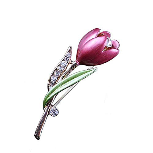 Elegant Enamel Tulip Flower Brooch Pin  AILUOR Fashion Opal Crystal Rhinestone Flower Corsage Scarf Pins Jewelry Accessories Clothing Bouquet Brooches for Bridal Women Girl Wedding Costume  Purple
