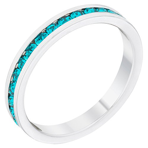 Kate Bissett Stylish Birthstone Stackables Swarovski Crystal Turquoise  September Size 8