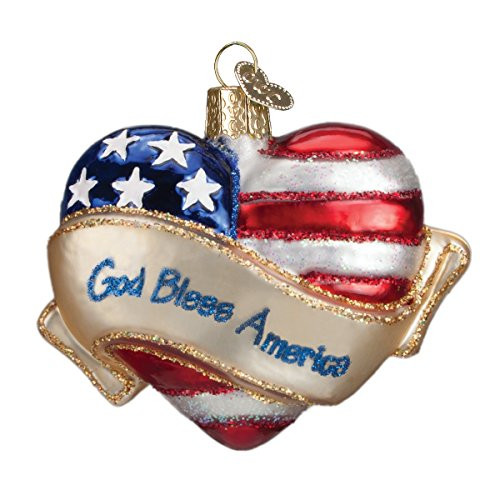 Old World Christmas Assortment Glass Blown Ornaments for Christmas Tree God Bless America Heart