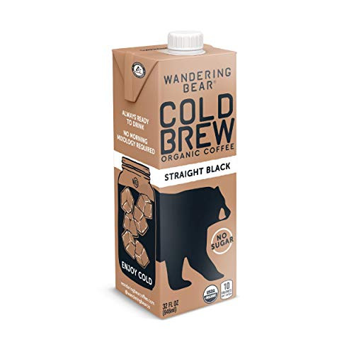 Wandering Bear Extra Strong Organic Cold Brew Coffee  Straight Black  32 fl oz  1 pack   Smooth  Organic  Unsweetened  Shelf Stable  and Ready to Drink Cold Brew