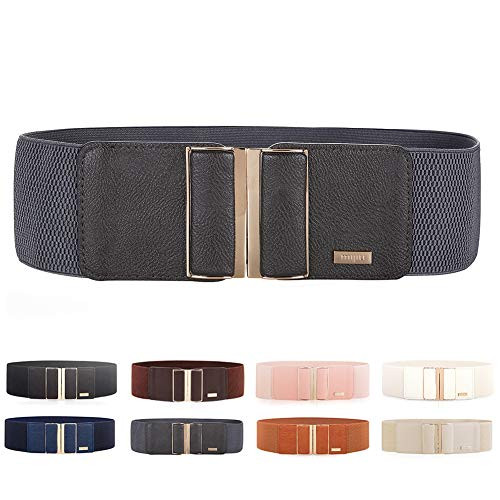 Womens Elastic Stretchy Wide Retro Dress Belt Waist Cinch Belt 3 width Multi colored belts By MIJIU