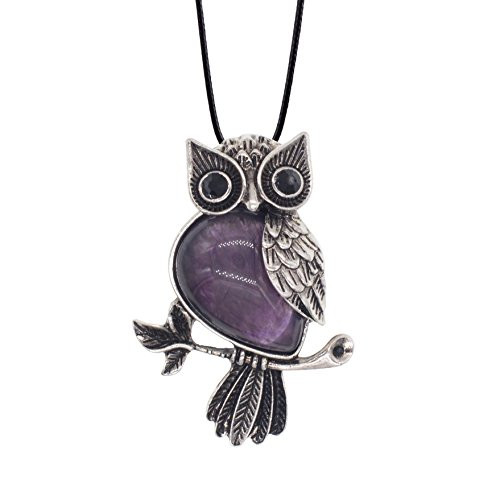 Zhepin Owl Necklace Amethyst Healing Pendant Nekclace for Women Men Spiritual Energy Gemstone Necklace 19 inches Zhepin Owl Necklace Amethyst Healing Pendant Nekclace for Women Men Spiritual Energy Gemstone Necklace 19 inches