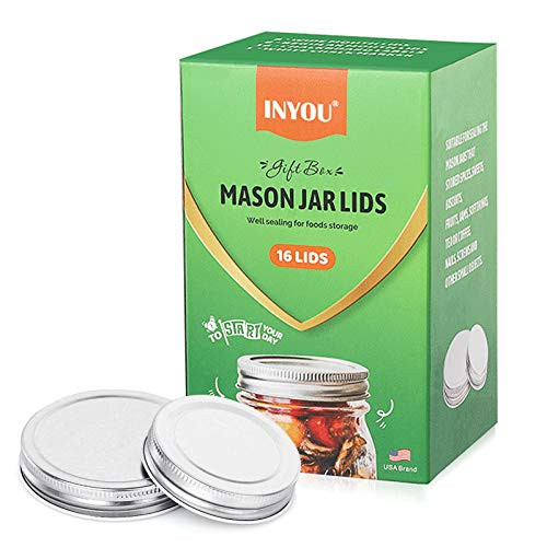 Mason Jar Lids 16 Pack  8 Wide Mouth and 8 Regular Mouth Mason Jar Lids for Ball  Kerr and More Leak Proof Airtight Canning Jar Lids