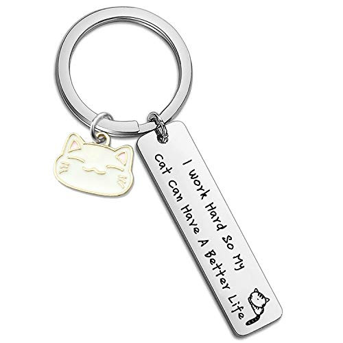Cat Lover Gifts Funny Cat Memes Keychain I Work Hard So My Cat Can Have A Better Life Keychain for Her He Cat Mom Keyring Jewelry for Cat Owner Crazy Cat Lady  Better Life KR