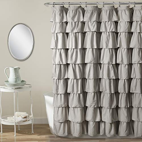 Lush Decor Ruffle Shower Curtain, 72" x 72", Light Gray