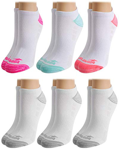 Avia Women s Performance Moisture Wicking Mesh Vent No Show Socks  6 Pack   White  Shoe Size  4   10