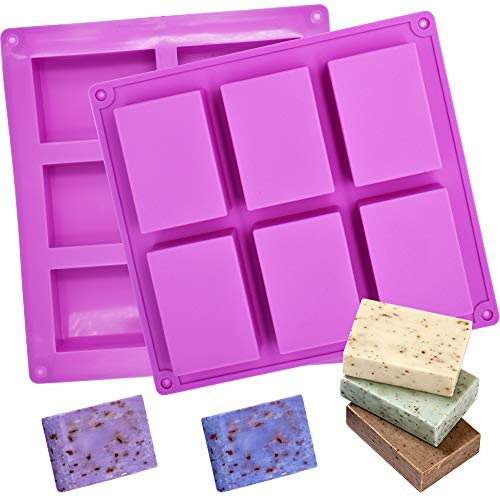 Soap Molds  2Pcs 6 Cavity Rectangle DIY Silicone Moulds for Candy Chocolate Cake   Ice Cube Tray Purple